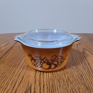 Pyrex Vintage 473 Old Orchard Round Casserole Bowl With Lid 1 Quart
